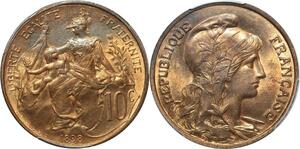 P2208 Rare France 10 Centimes Dupuis 1898 PCGS MS64RD Splendide FDC -> Faire Offre