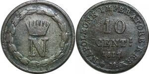 Q0233 Italian States Kingdom 10 Centesimi Napoleon Ier 1812 /3 M Milan -> Offer