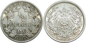 Q0250 Germany 1/2 Mark 1915 A Berlin Silver UNC GEM Silver -> Make offer