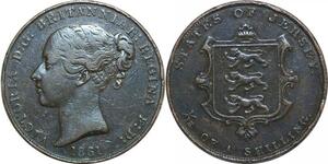 Q0251 Jersey 1/13 Shilling Victoria 1861 -> Make offer