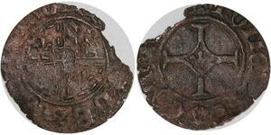 Q0287 Rare Flandres Bourgogne Double Mite Philippe III le Bon ND 1453 Bruges