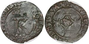 Q0288 Spanish Netherlands Double Mite K Charles V 1527-1528 main Anvers ->Offer