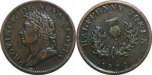 Q0292 Rare Canada Nova Scotia Half Penny George IV 1832 AU -> Make offer
