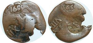 Q0305 Rare Spain 12 Maravedis Philip IV 1655 Countermarked VIII -> Make offer