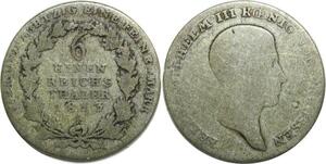 Q0328 Germany Prussia 1/6 Thaler Friedrich Wilhelm III 1813 A Berlin Silver