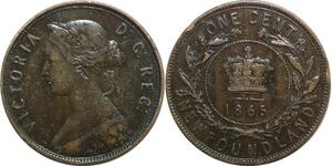 Q0345 Canada Newfoundland Large Cent victoria 1865 -> Make offer