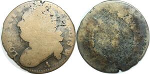 Q0351 France Rare Fauté 12 Deniers Louis XVI Flan très léger 5g au lieu de 12 g