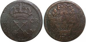 Q0354 Sweden 1 Öre Kopparmynt Frederik I 1725 F·R·S Stockholm -> Make offer