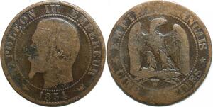 Q0355 France 5 Centimes Napoléon III 1854 W Lille -> Make offer