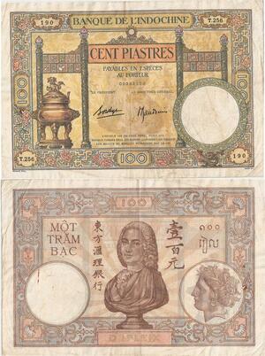 Rare Banknote Indochine 100 Piastres 1936-1939 XF -> Make offer