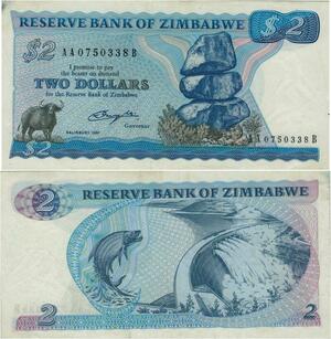 Banknote Zimbabwe 2 Dollars 1980 AU -> Make offer