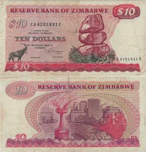 Banknote Zimbabwe 10 Dollars 1980 -> Make offer