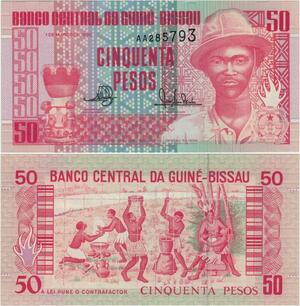 Banknote Guinea-Bissau 50 Pesos P. Nalsana 1990 UNC