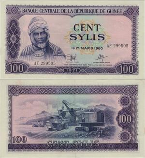 Banknote Guinea 100 Sylis Samory Touré 1960 AU+