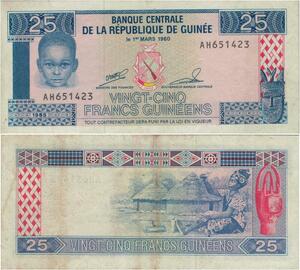 Banknote Guinea 25 Francs 1960 -> Make offer