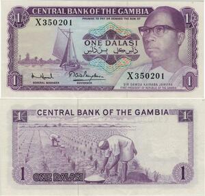 Banknote The Gambia 1 Dalasi President D. Kairaba Jawara 1971 UNC