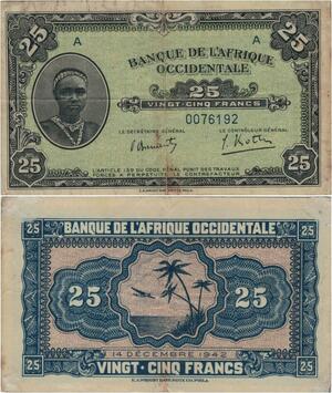 Banknote French West Africa 25 Francs 1942 -> Make offer