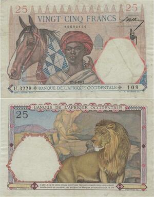Banknote French West Africa  25 Francs 1942 -> Make offer