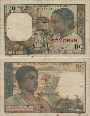 Banknote Madagascar & Comoros 100 Francs 1960 -> Make offer