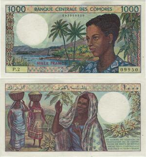 Banknote Comoros 1000 Francs 1984 UNC -> Make offer