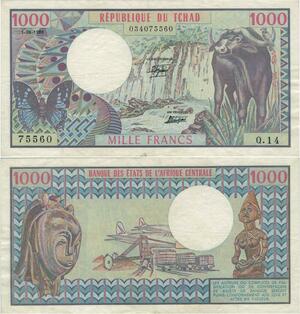 Banknote Chad 1000 Francs 1980 UNC -> Make offer