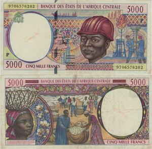 Banknote Central African States 5000 Francs 1994 -> Make offer