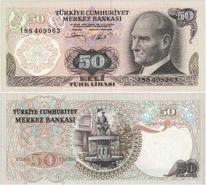 Q1683 Banknote Turkey 50 Lira Mustafa Kemal Atatürk 1970 UNC -> Make offer