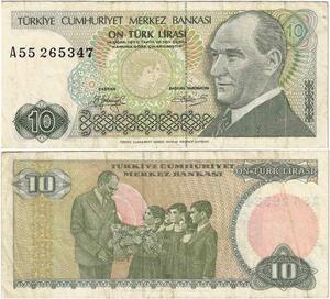 Q1685 Banknote Turkey 10 Lirasi Mustafa Kemal Atatürk 1970 -> Make offer