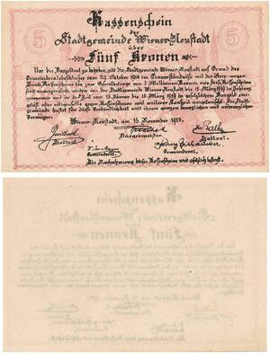 Q3614 Banknote Austria 5 Kronen Wiener Neustadt 1918 UNC -> Make Offer