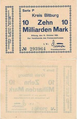 Q4108 Banknote Germany Bitburg 10 Milliarden Mark 1923 - M Offer