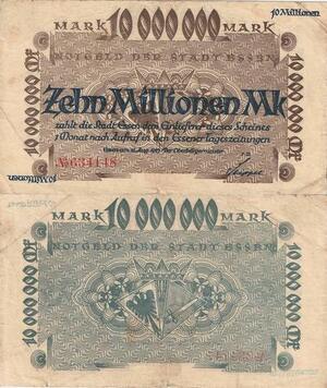 Q4110 Banknote Germany 10 Millionen Mark Arms Essen 1923 Notgeld - Make Offer