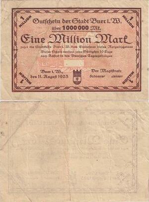 Q4111 Banknote Germany Buer 1 Million Mark Notgeld 1923 - Make Offer