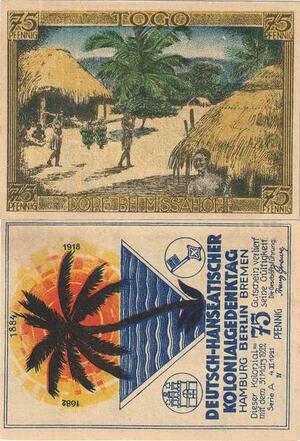 Q4117 Banknote Germany Togo 75 Pfennig Dorf Beimissa hohe 1921 - Offer