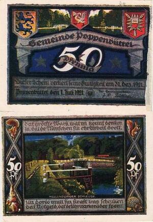 Q4122 Banknote Germany Poppenbuttel 50 Pfennig Notgeld 1921