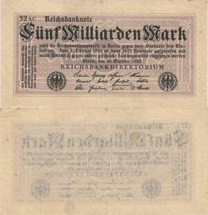 Q4137 Banknote Germany 5 Milliarden Mark Uniface Berlin 1923 - Make Offer