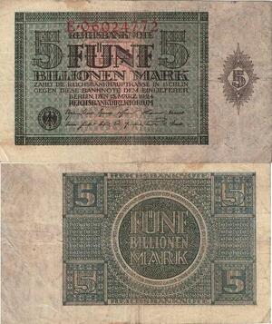 Q4139 Rare Banknote Germany Berlin 5 Billionen Mark 1924