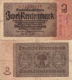 Q4144 Banknote Germany Berlin 2 Rentenmark Rentenbankschein 1937 - Make Offer
