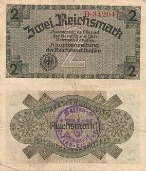 Q4149 Banknote Germany 2 Reichsmark Stamp 1940-1945 - Make Offer