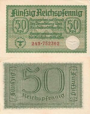 Q4151 Banknote Germany 50 Reichspfennig 1940-1945 AU - M Offer