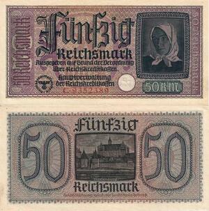Q4155 Banknote Germany Marienburg 50 Reichsmark 1939-1945 UNC - Make Offer