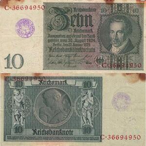 Q4160 Banknote Germany Berlin 10 Reichsmark Stamp 1929 - Make Offer