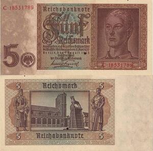 Q4161 Banknote Germany Berlin 5 Reichsmark 1942 AU - M Offer
