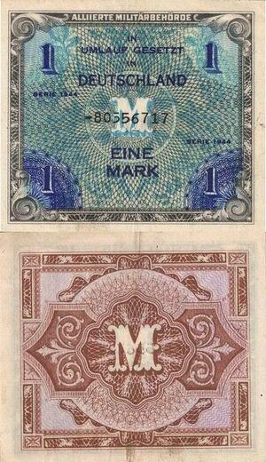 Q4173 Banknote Germany 1 Mark Alliierte Militarbehorde 1944 AU - Make Offer 