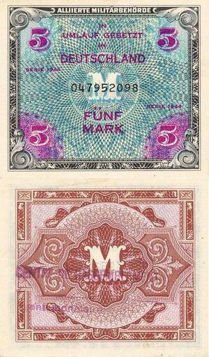 Q4176 Banknote Germany 5 Mark Alliierte Militarbehorde 1944 AU - Make Offer