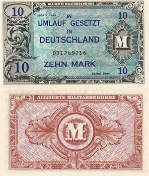 Q4177 Banknote Germany 10 Mark Alliierte Militarbehorde 1944 - Make Offer 