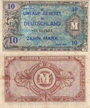 Q4178 Banknote Germany 10 Mark Alliierte Militarbehorde 1944 - Make Offer 