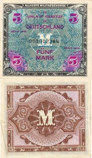 Q4179 Banknote Germany 5 Mark Alliierte Militarbehorde 1944 - Make Offer