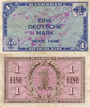 Q4191 Banknote RFA Germany 1 Deutsche Mark Allied Occupation 1948 - Make Offer