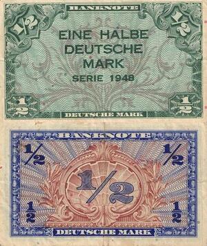 Q4192 Banknote RFA Germany 1/2 Deutsche Mark Allied Occupation 1948 - Offer
