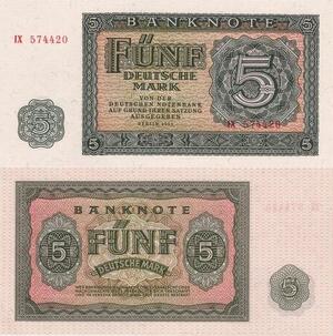 Q4199 Banknote Germany Berlin 5 Mark 1955 UNC - Make Offer